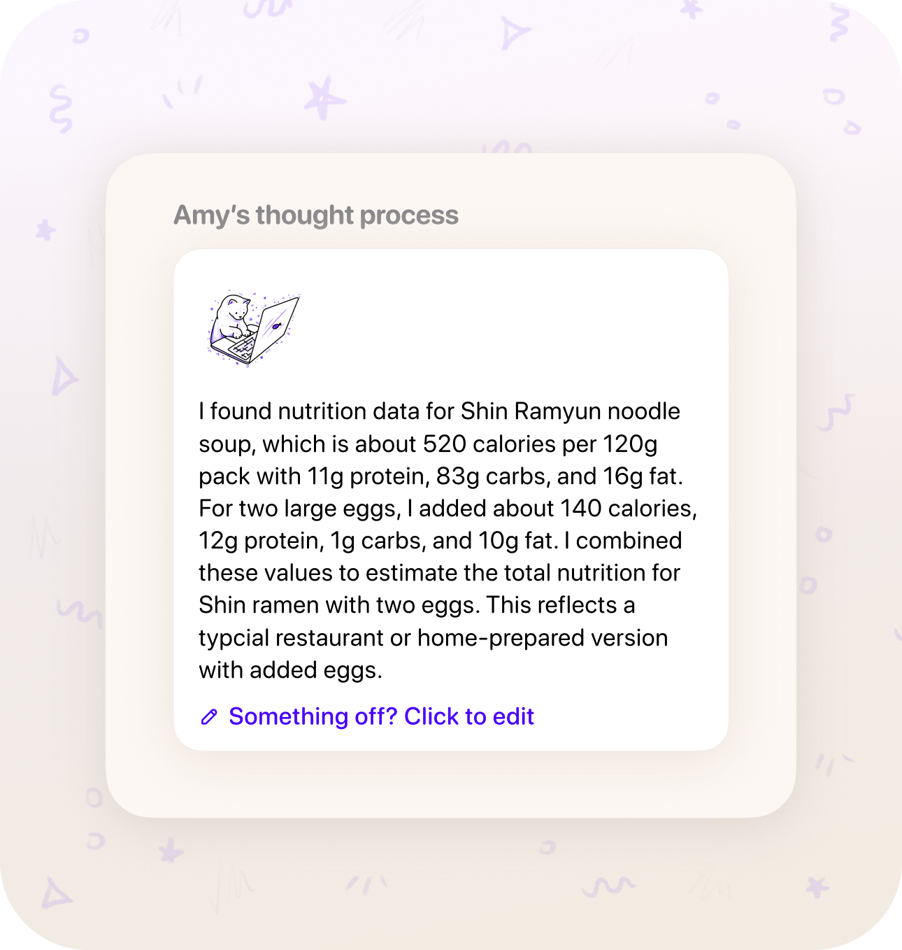 Amy's thought process